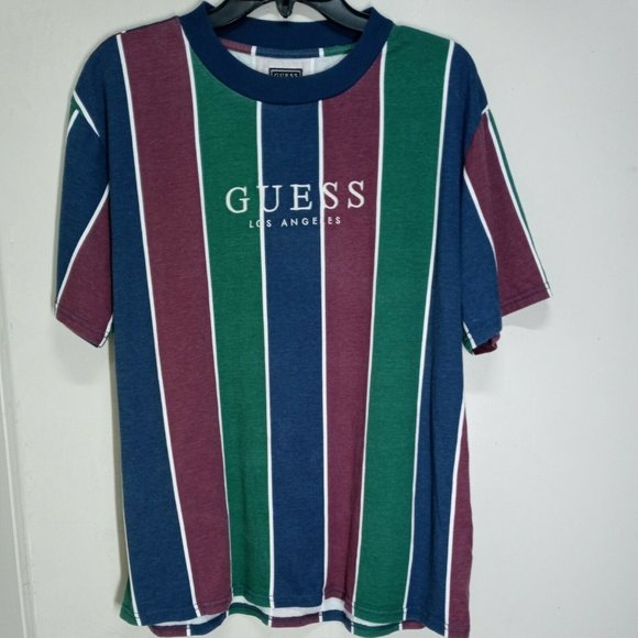 Mens Vintage Guess Los Angeles Stripped Shirt Size Medium